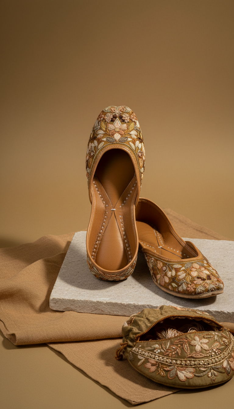 Marigold Silk Embroidered Jutti