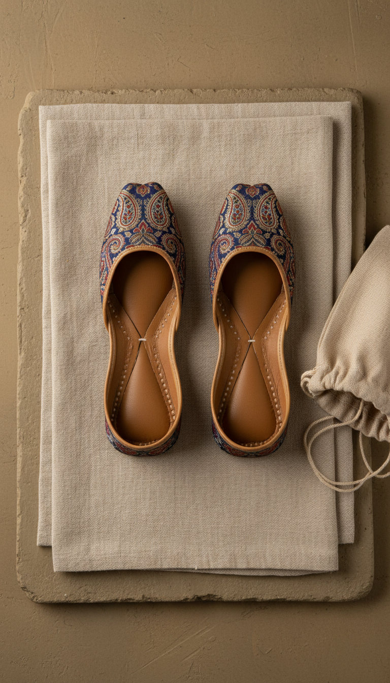 Indigo Paisley Brocade Jutti
